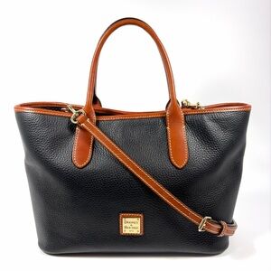 Dooney and Bourke Black Pebble Grain Leather Tote Crossbody Bag EUC